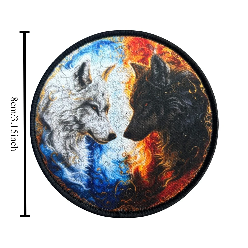 Parche táctico de moral de los lobos gemelos de hielo y fuego, parches militares con gancho, accesorios de aventura, chaleco, mochila, apliques adhesivos - imagen 2