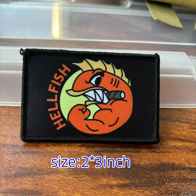 Parche táctico de calavera de muerte antes de desaf, estampado de velcro, bandera militar de lucha, Hellfish, moral, insignia, pegatinas para mochila - imagen 3