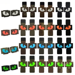 Parche táctico con gancho y bucle de ojos de gato, parche con apliques de combate que brillan en la oscuridad para sombreros, casco, mochila, Parche Militar