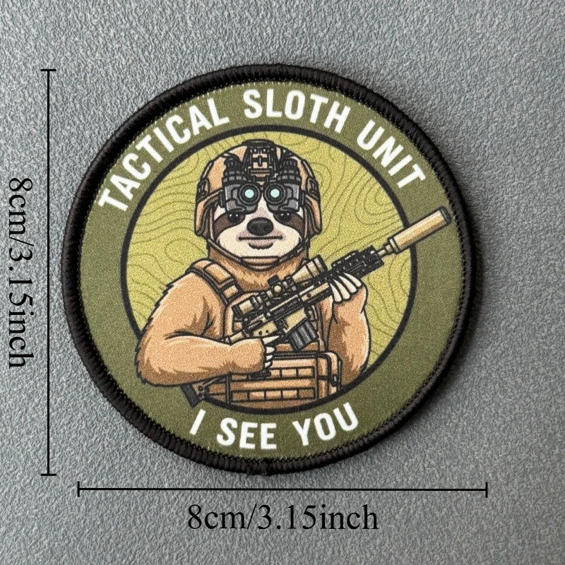 Parche táctico Unidad Sloth I See You impreso de velcro para mochila - imagen 4