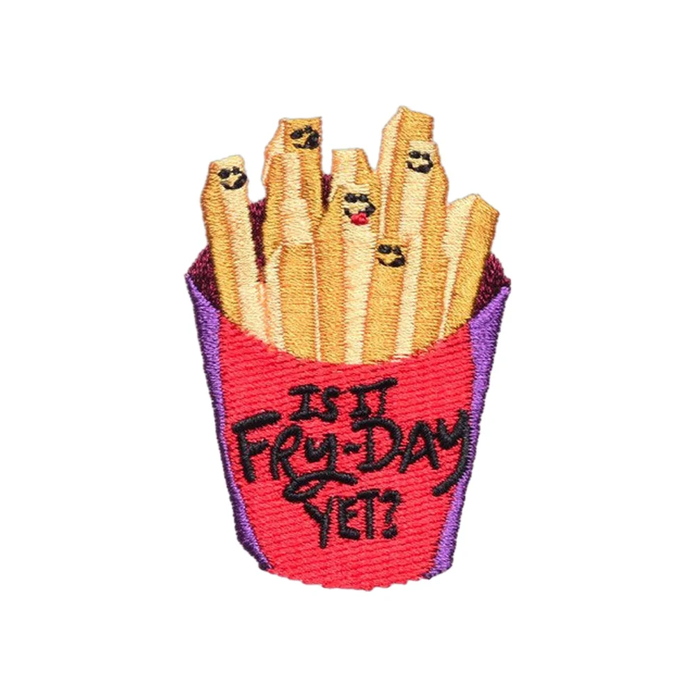 Parche de Velcros bonito de dibujos animados de patatas fritas, insignia adhesiva táctica de moral, parche bordado, cierre de bucle de gancho, gorra DIY, mochila, Jean