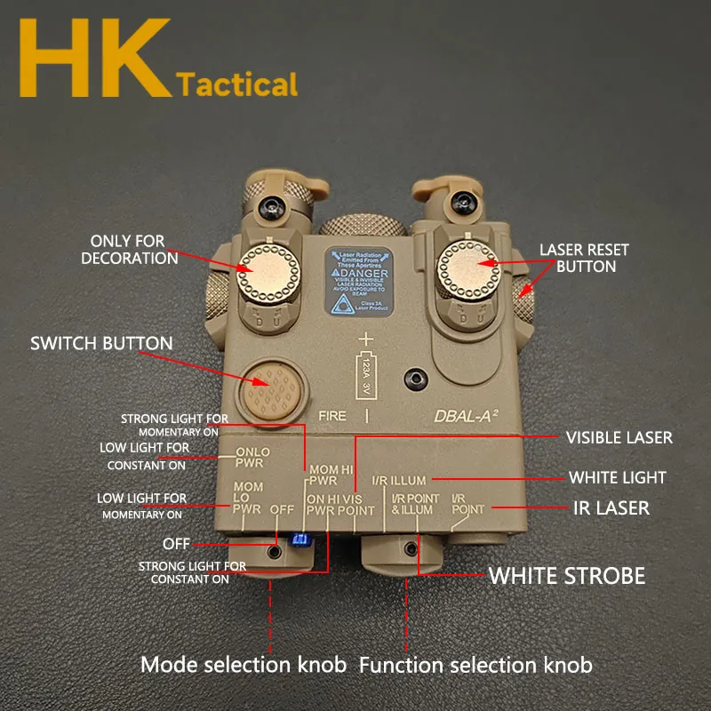 DBAL-A2 de nailon táctico para Rifle de caza, linterna LED estroboscópica, Láser de punto rojo, verde y azul, mira de puntería IR - imagen 5