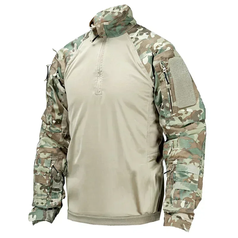 Camiseta de combate del ejército táctico, Top de entrenamiento, camisas tácticas de entrenamiento, ropa para hombres, camuflaje CP, ropa de caza y acampada de secado rápido - imagen 2