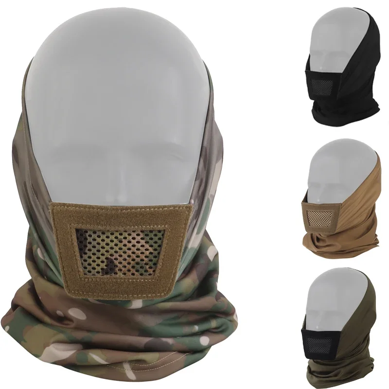 Pasamontañas táctico Máscara de malla Máscara táctica Ninja con protección facial completa para accesorios de caza al aire libre