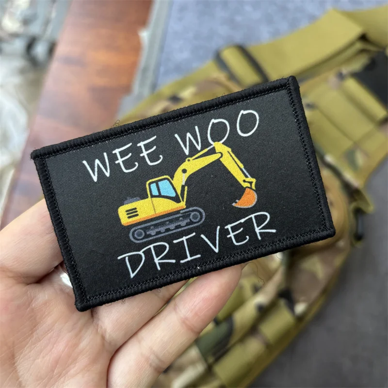 Parche táctico impreso "WEE WOO DRIVER" para ropa, insignia de moral, parche militar con gancho, pegatinas para mochila - imagen 3