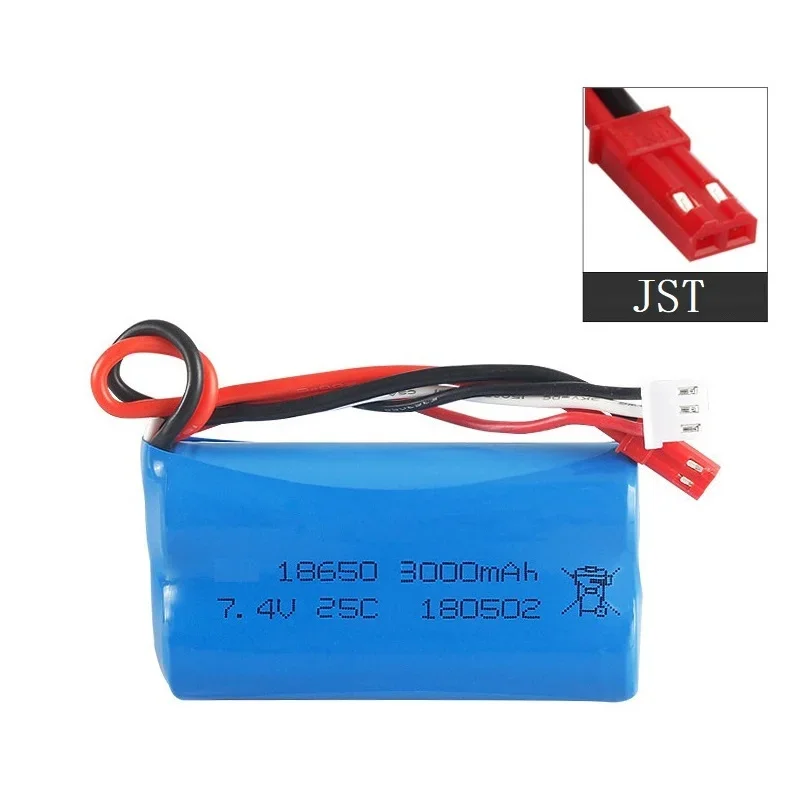 Batería Lipo recargable de 7,4 V, 3000MAH, 20C, 18650, cargador para UD1601 UD1602 SG1603 SG1604 1:16, control remoto, coche deportivo plano - imagen 2