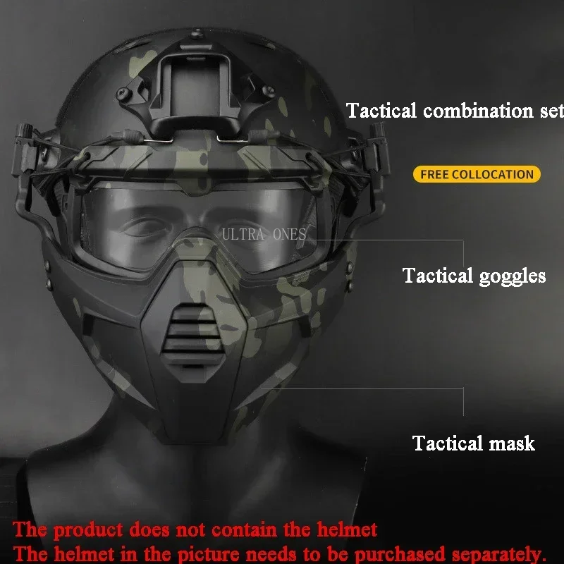 Máscara protectora de caza táctica Cs Wargame media cara máscaras transpirables Paintball Airsoft deportes máscaras faciales con conector de casco - imagen 5