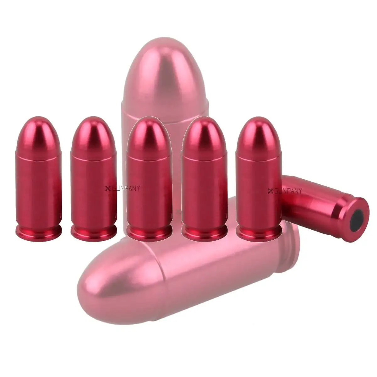 Victoptics Snap Caps de Aluminio .223 / 9mm / 12GA / .22 LR — Práctica segura de tiro en seco, reutilizables, anodizados en rojo, con correa, paquete de 6 - imagen 2