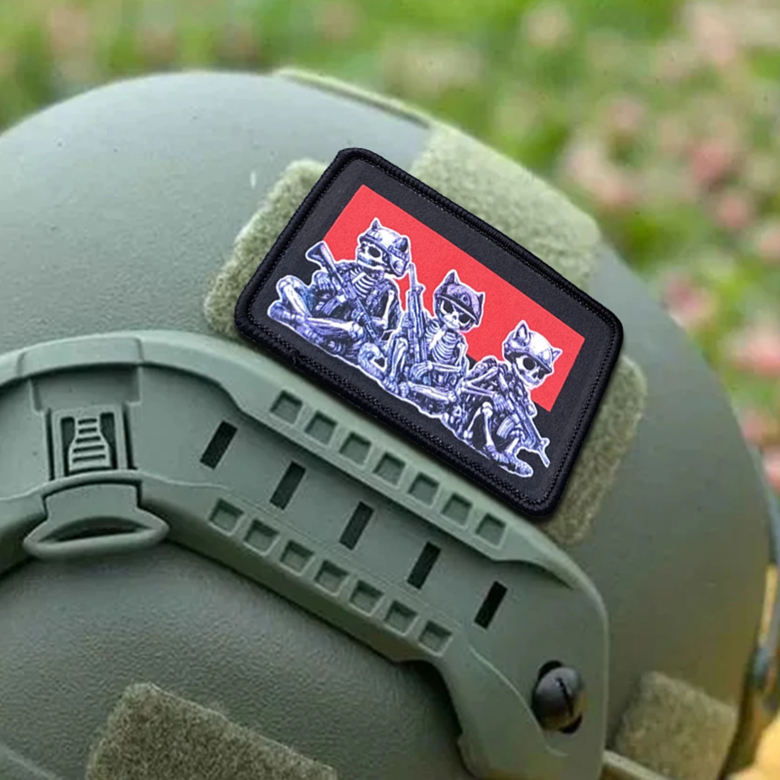 Parche táctico de gato y calavera, insignia de moral divertida con gancho y bucle, parches militares, brazalete, ropa de Chevron, pegatinas para mochila - imagen 4