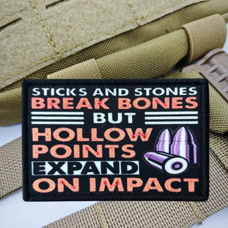 Parche con estampado de palos y piedras para chaleco táctico, insignia de moral con gancho y bucle, pegatinas decorativas para mochila, parches para brazalete para ropa - imagen 2