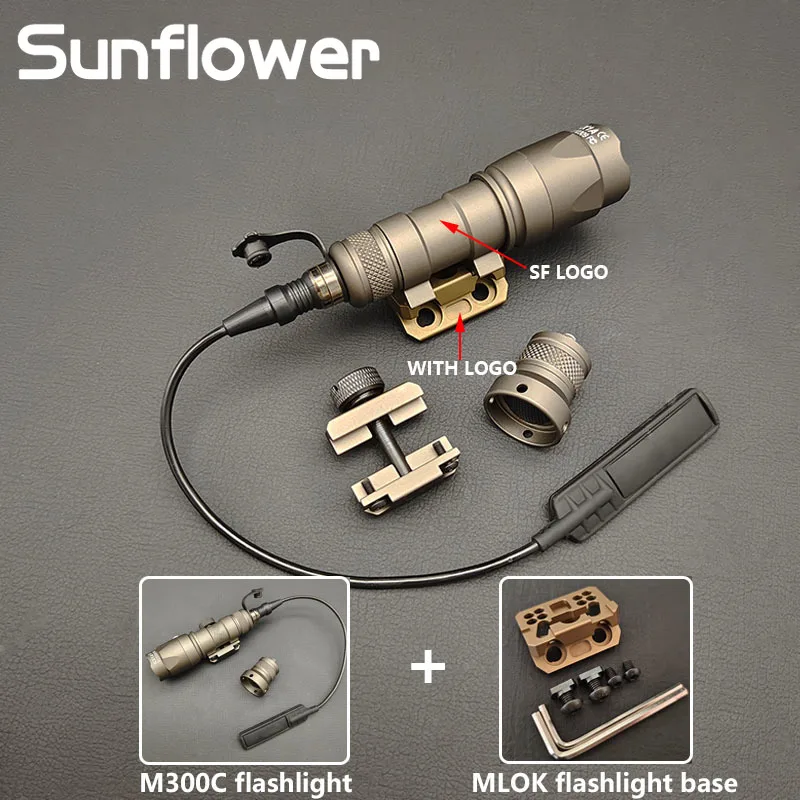 SF M300 M600 Mini luz de explorador SF M300B M300C Airsoft Rifle armas linterna caza antorcha interruptor de presión Mlok Picatinny - imagen 3