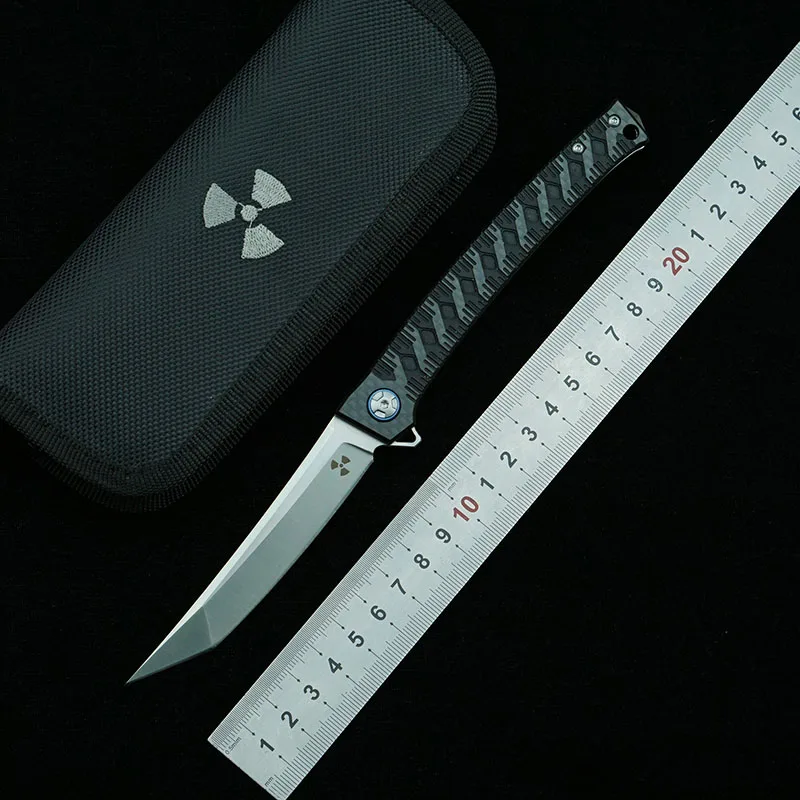 LEMIFSHE JR3406 cuchillo plegable táctico hoja D2 fibra de carbono