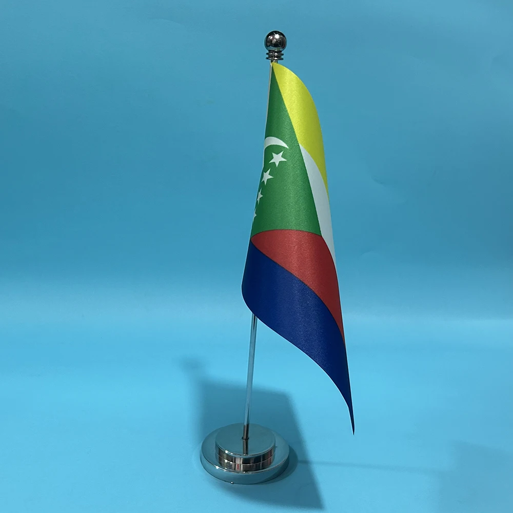 BANDERA DE SKY, bandera de escritorio de oficina de Comoros, 14x21cm, poliéster, bandera nacional de Comoros, adornos de escritorio, banderas - imagen 4