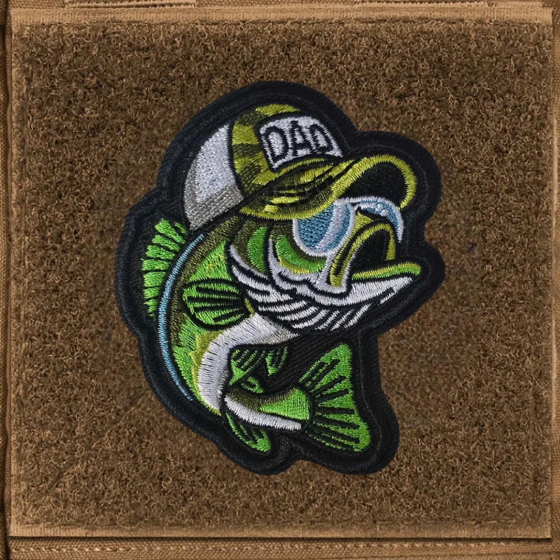 Dad Bass Fish parche táctico bordado con velcro gancho y bucle - imagen 4