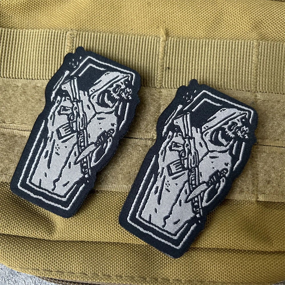 Parche de insignia de moral de esqueleto de niebla, emblema militar, brazalete táctico, gancho bordado y bucle, ropa, mochila, accesorios, pegatinas - imagen 5