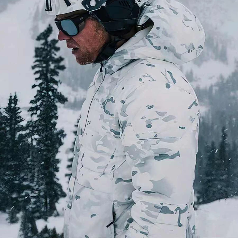Abrigo acolchado de invierno para esquí Snow Camo |   Ropa de abrigo térmica a prueba de viento con aislamiento para campo de nieve y equipo al aire libre