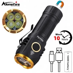 Linterna táctica LED recargable USB magnética alto brillo