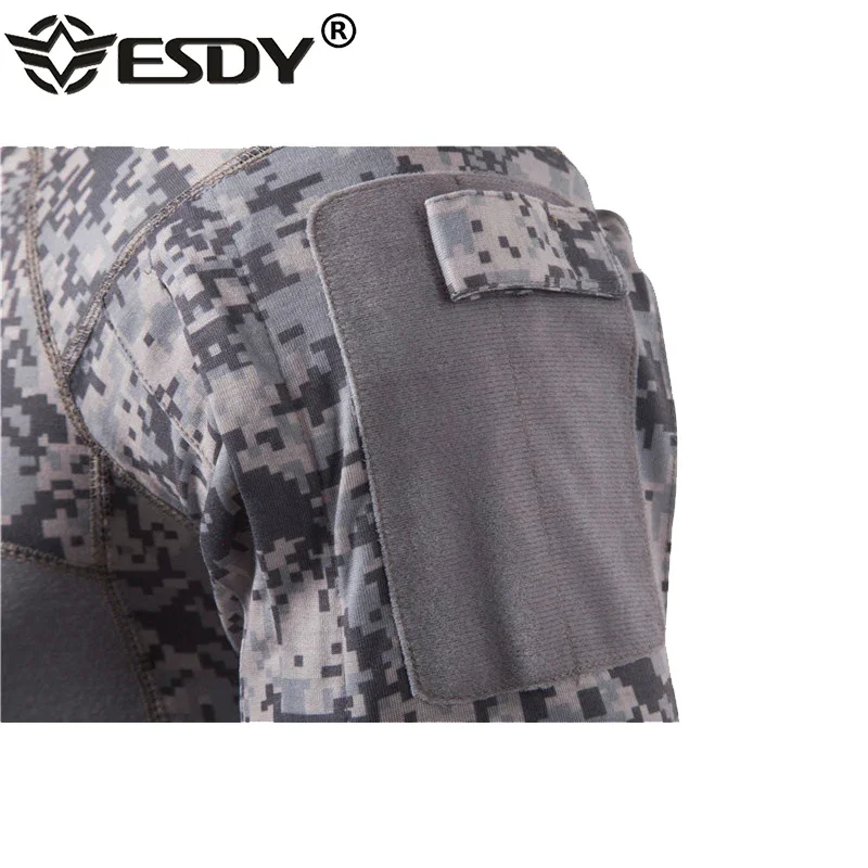Uniforme militar de estilo estadounidense para hombre, camiseta de manga larga de camuflaje táctico para senderismo, camisetas ajustadas de algodón para hombre al aire libre - imagen 5