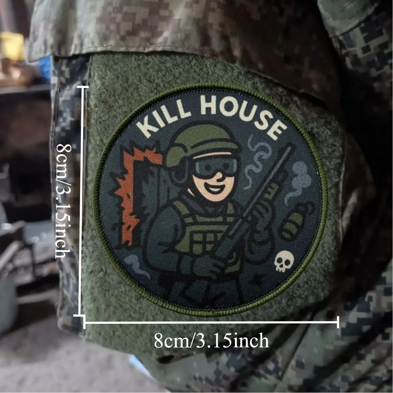 Parches impresos con insignia de moral "KILL HOUSE" para ropa, apliques militares tácticos, mochila con gancho y bucle, pegatinas personalizadas - imagen 3