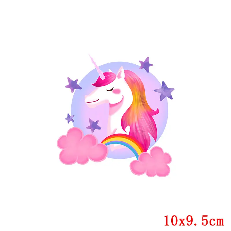 Calcomanías de transferencia de calor con dibujos de unicornios y animales para niños, parches de calcomanías para planchar, pegatinas de ropa, Parche de insignia a rayas - imagen 4