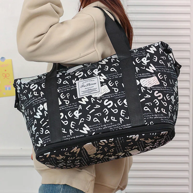 Bolsa deportiva expandible para Fitness, bolso de viaje con separación en seco y húmedo para Yoga, natación, gimnasio, bolso de mano de gran capacidad para fin de semana durante la noche - imagen 3