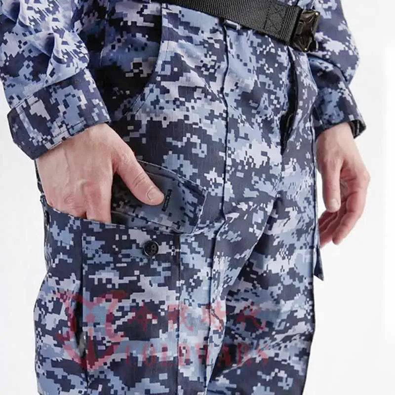 Uniforme de combate táctico para exteriores, ropa de las fuerzas especiales, Camuflaje Digital de puntos azules, primavera y otoño - imagen 5