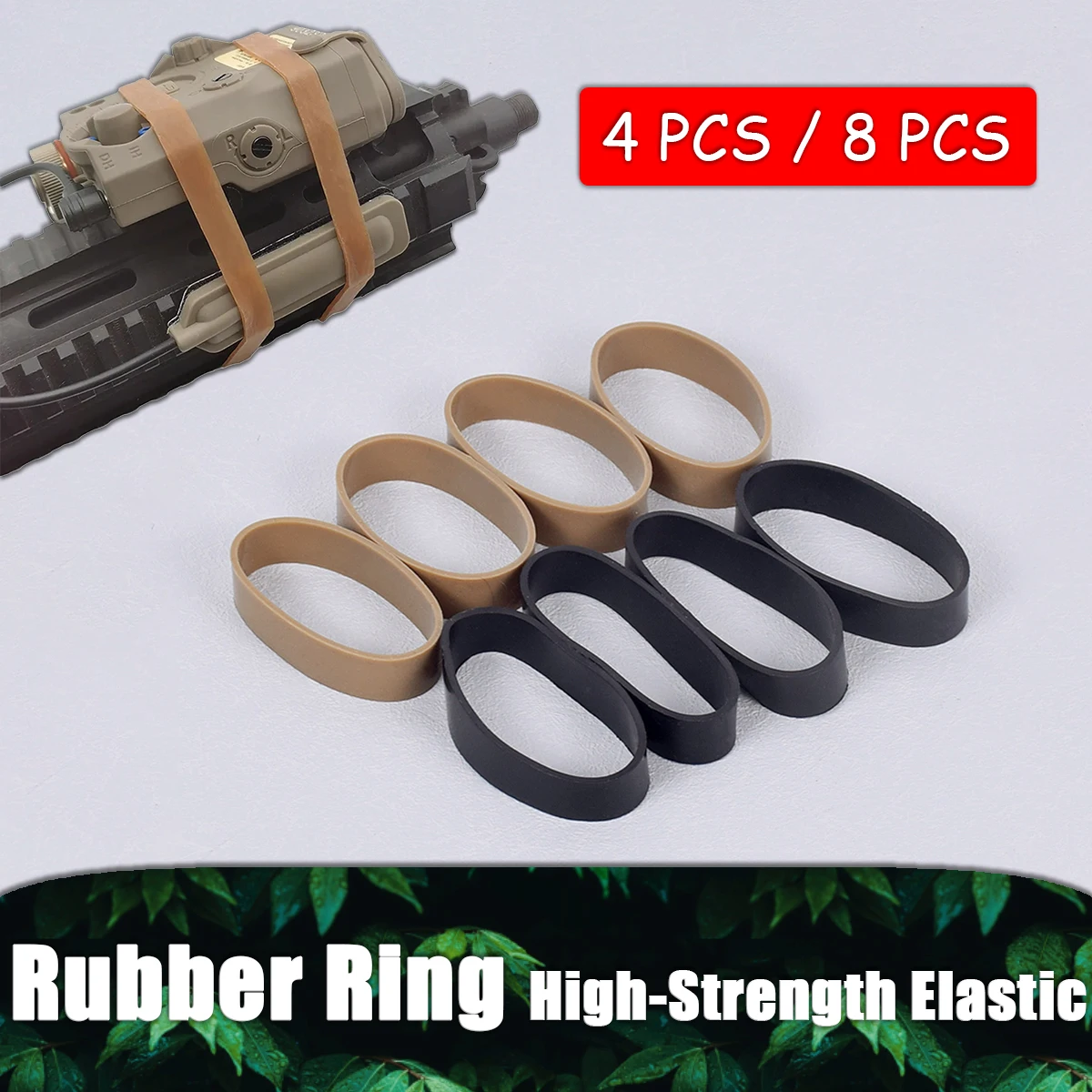 Anillo de goma de alta resistencia, banda táctica de caza Rilfe para linterna DBAL A2 PEQ15, ranura para interruptor de mira láser, 4 Uds./8 Uds.