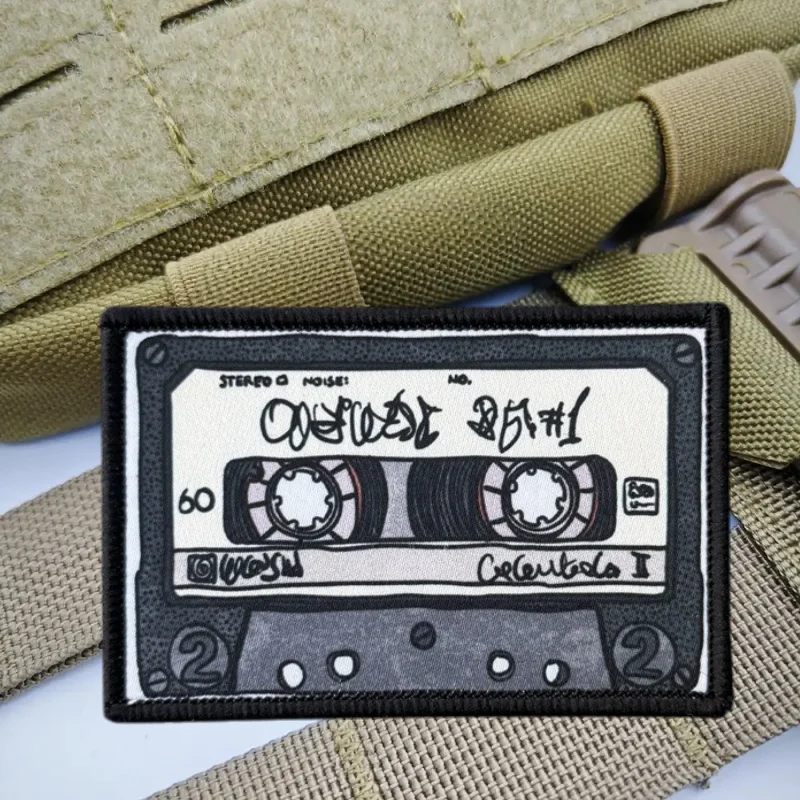 Parche impreso "Cassette", chaleco táctico, insignia de moral con gancho y bucle, pegatinas decorativas para mochila militar, parches para brazalete para ropa - imagen 4