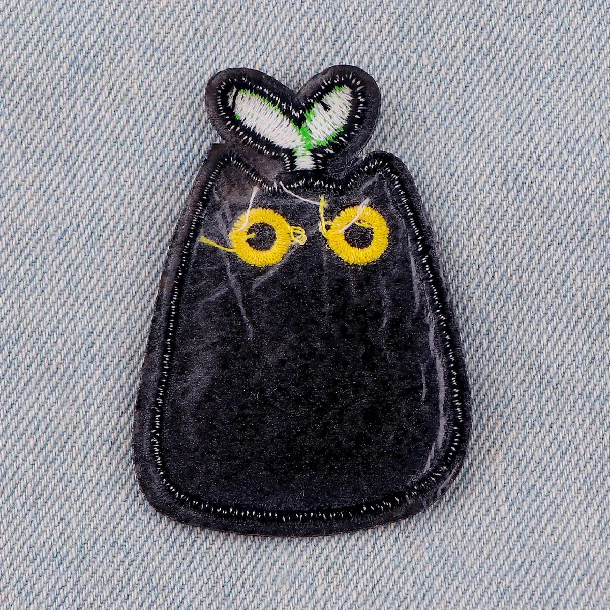 Parche de gato negro de dibujos animados, parches bordados de animales para ropa, parches de planchado DIY para ropa, pegatinas de plantas - imagen 5