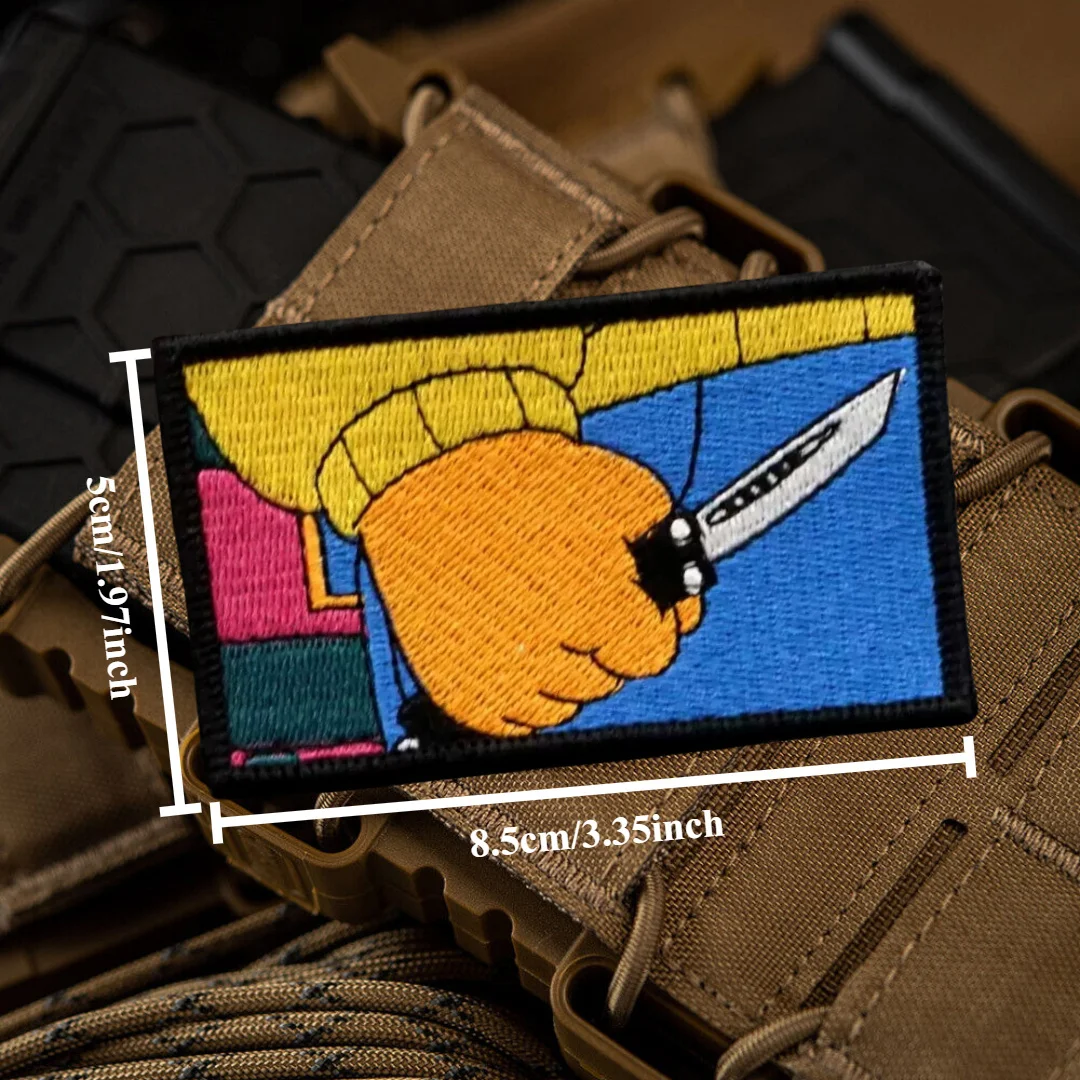 Tener un cuchillo en la mano parche táctico tigre gordo bordado gancho y bucle parche moral militar insignia brazalete mochila pegatinas - imagen 4