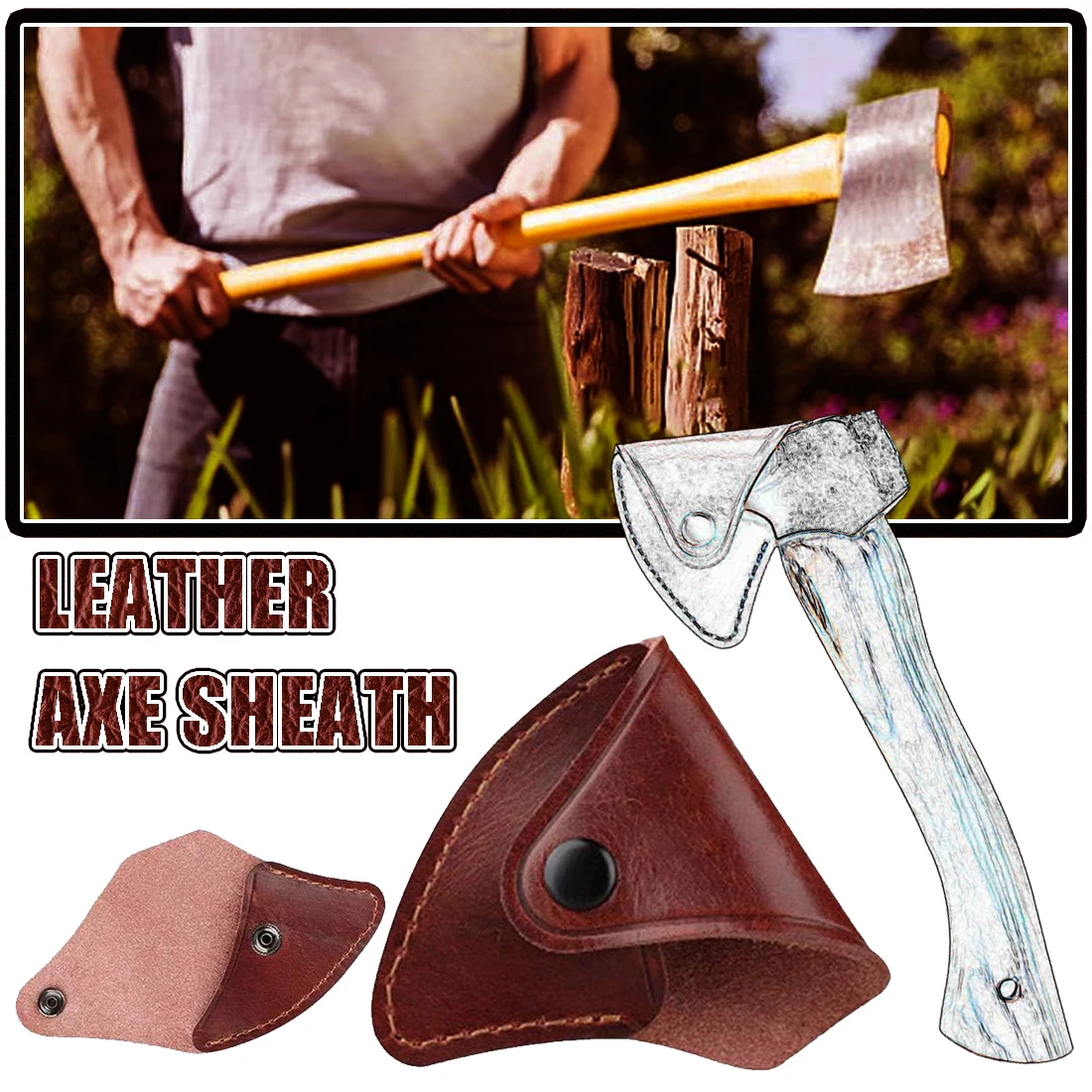 Funda de hacha de cuero sintético antideslizante para exteriores - imagen 3