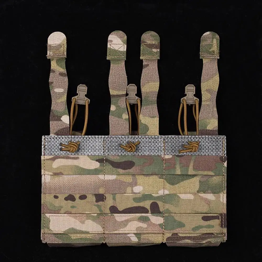 Bolsa táctica Molle Triple para revistas, ligera, 556 762, soporte elástico para Rifle de tiro, chaleco de caza, Panel frontal, equipo Airsoft - imagen 5