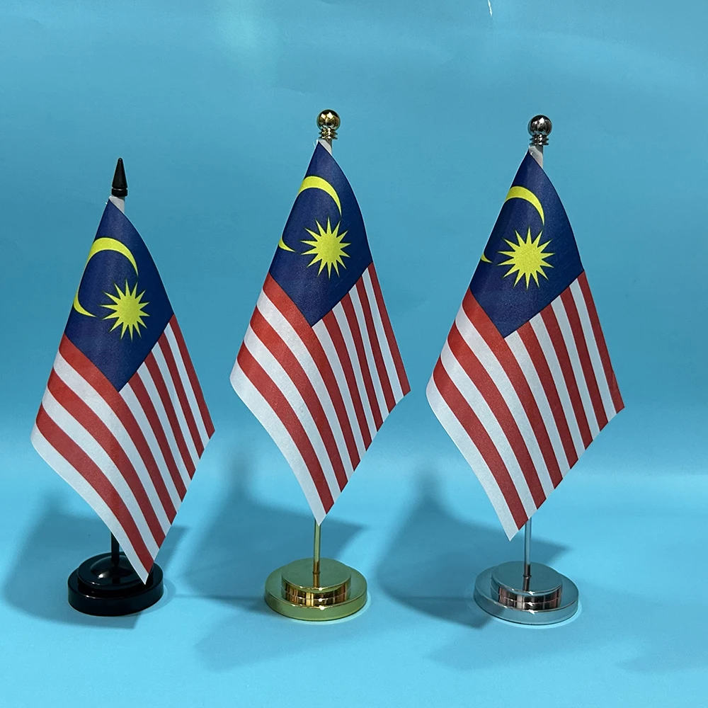 BANDERA DE SKY, bandera de escritorio de oficina de Malasia, 14x21cm, poliéster, bandera nacional de MYS Malasia, adornos de escritorio, banderas, decoración de mesa - imagen 2