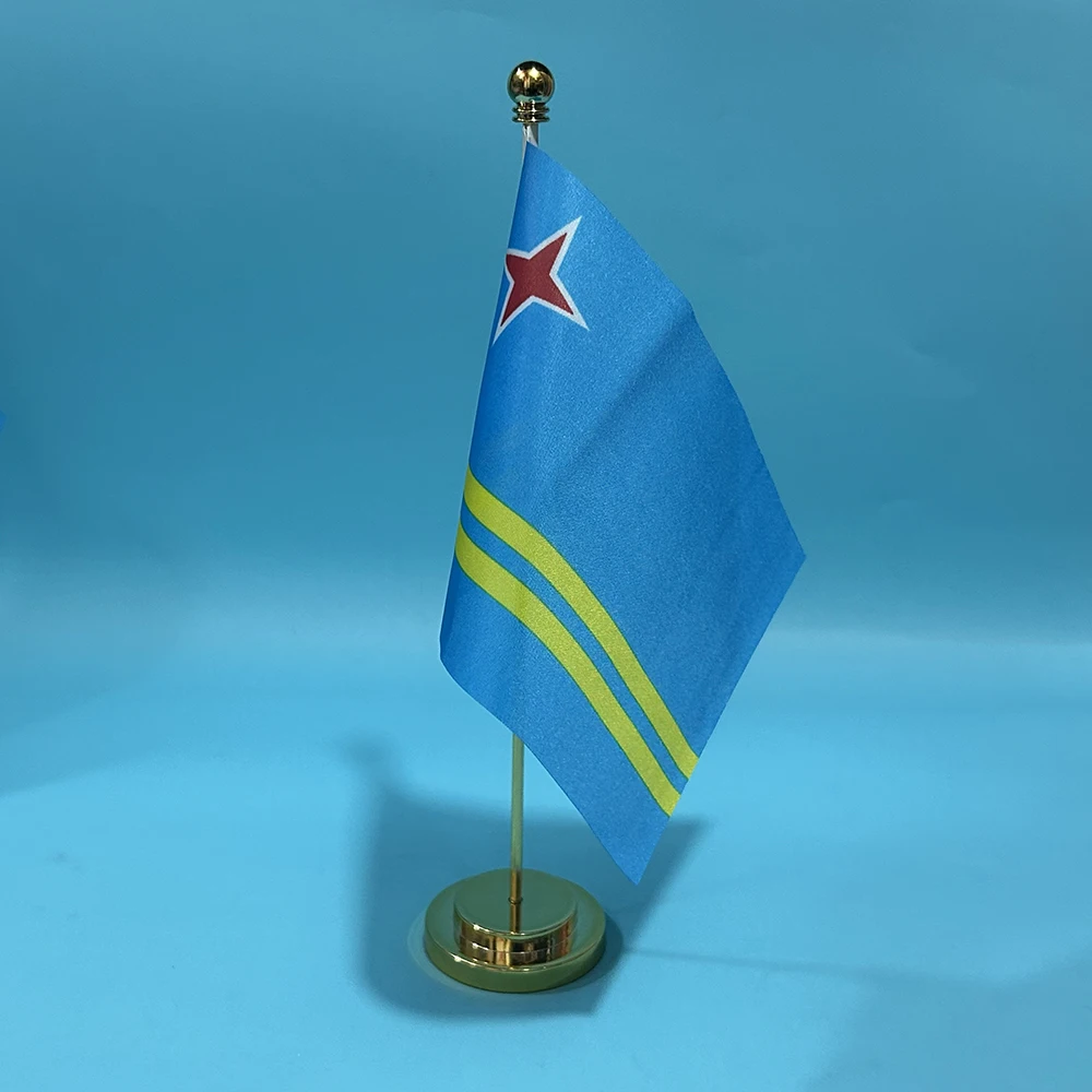 BANDERA DE SKY, bandera de escritorio de oficina, bandera de Aruba, bandera de mesa de 14x21cm, bandera nacional de Aruba, adornos de escritorio, banderas - imagen 3
