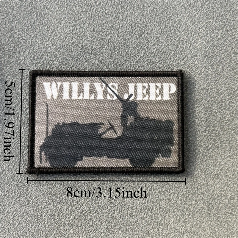 Parche impreso "WWII Willys Jeep", insignia de moral táctica, gancho y bucle, mochila militar, ropa, pegatina decorativa, brazalete - imagen 2