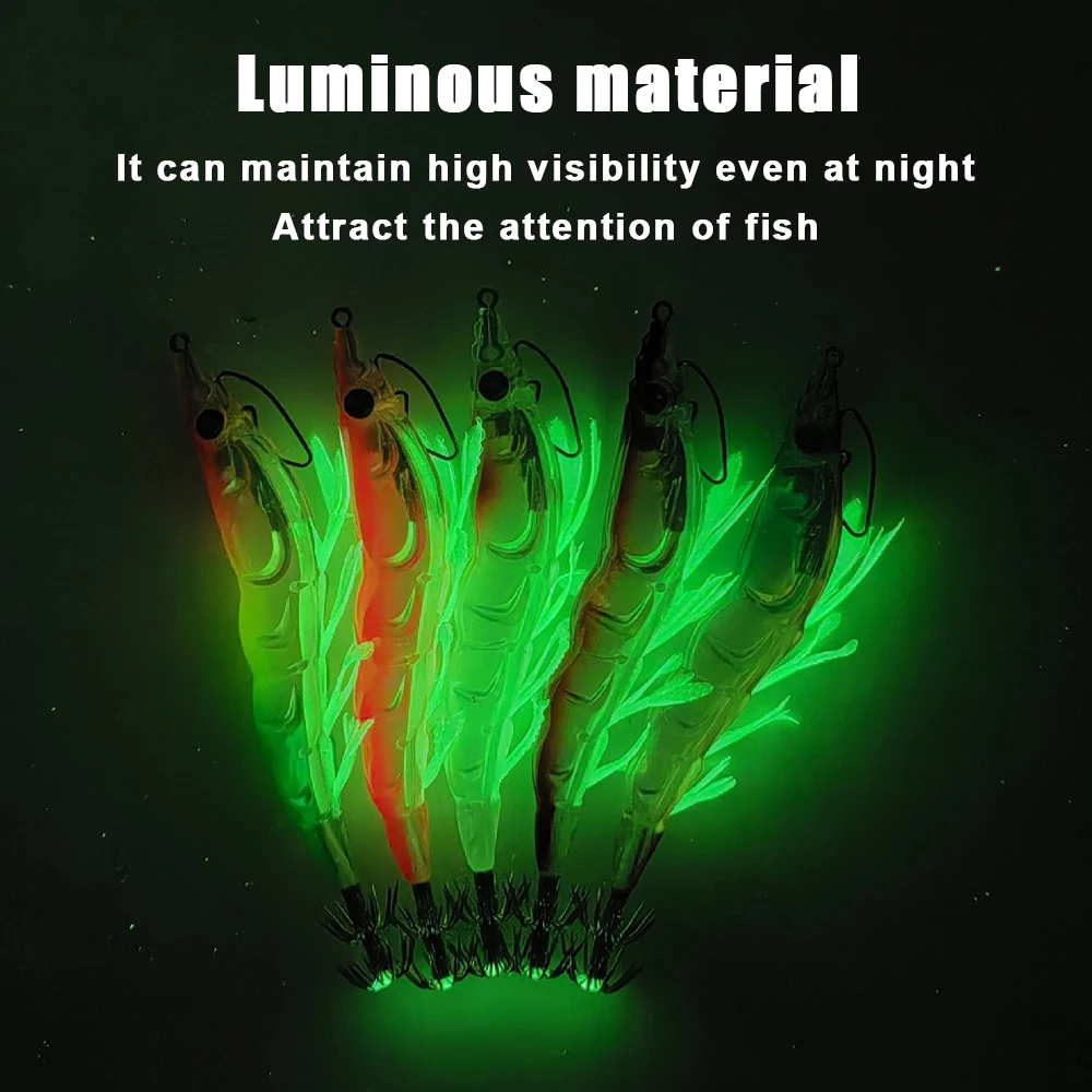 Señuelo de calamar y camarones, plantillas, cebo de pesca, anzuelo de cebo de madera para camarones, anzuelos luminosos de calamar, anzuelo de calamar Artificial, plantilla de calamar - imagen 4