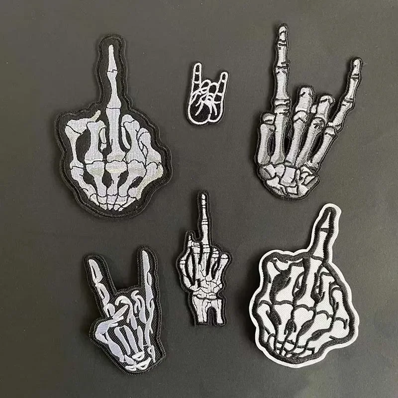 Parche termocollante Punk para ropa, bordado de tela, pegatinas para planchar, 6 piezas - imagen 3