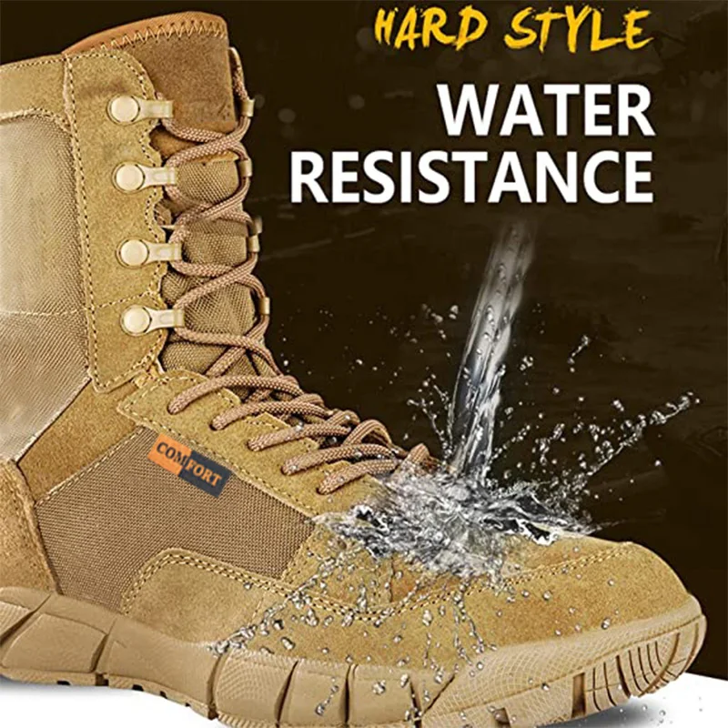 Botas tácticas ligeras para hombre, zapatos transpirables impermeables para senderismo al aire libre, entrenamiento anticolisión, con cordones - imagen 3