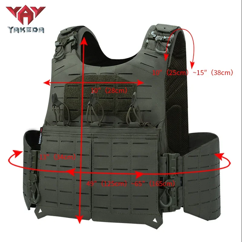 YAKEDA portador de placa chaleco táctico de liberación rápida corte láser al aire libre entrenamiento de caza MOLLE MC camuflaje con inserto magnético - imagen 4