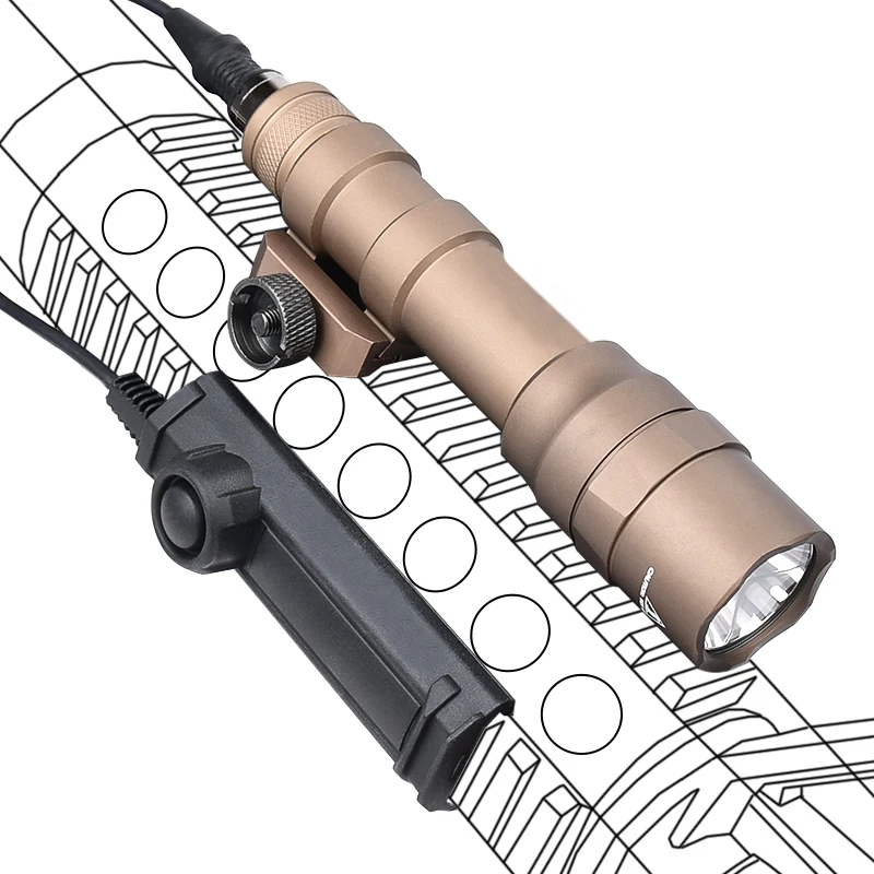 Linterna táctica M600DF de 1400 lúmenes, luz de explorador de armas de alta salida, foco de caza, juego de interruptor de presión de doble función - imagen 5
