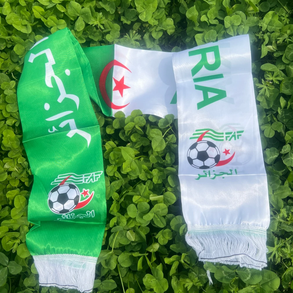 Bufanda de fútbol de Argelia, equipo de fútbol de Argelia, satén impreso, bandera deportiva argelina, 14x130cm - imagen 3