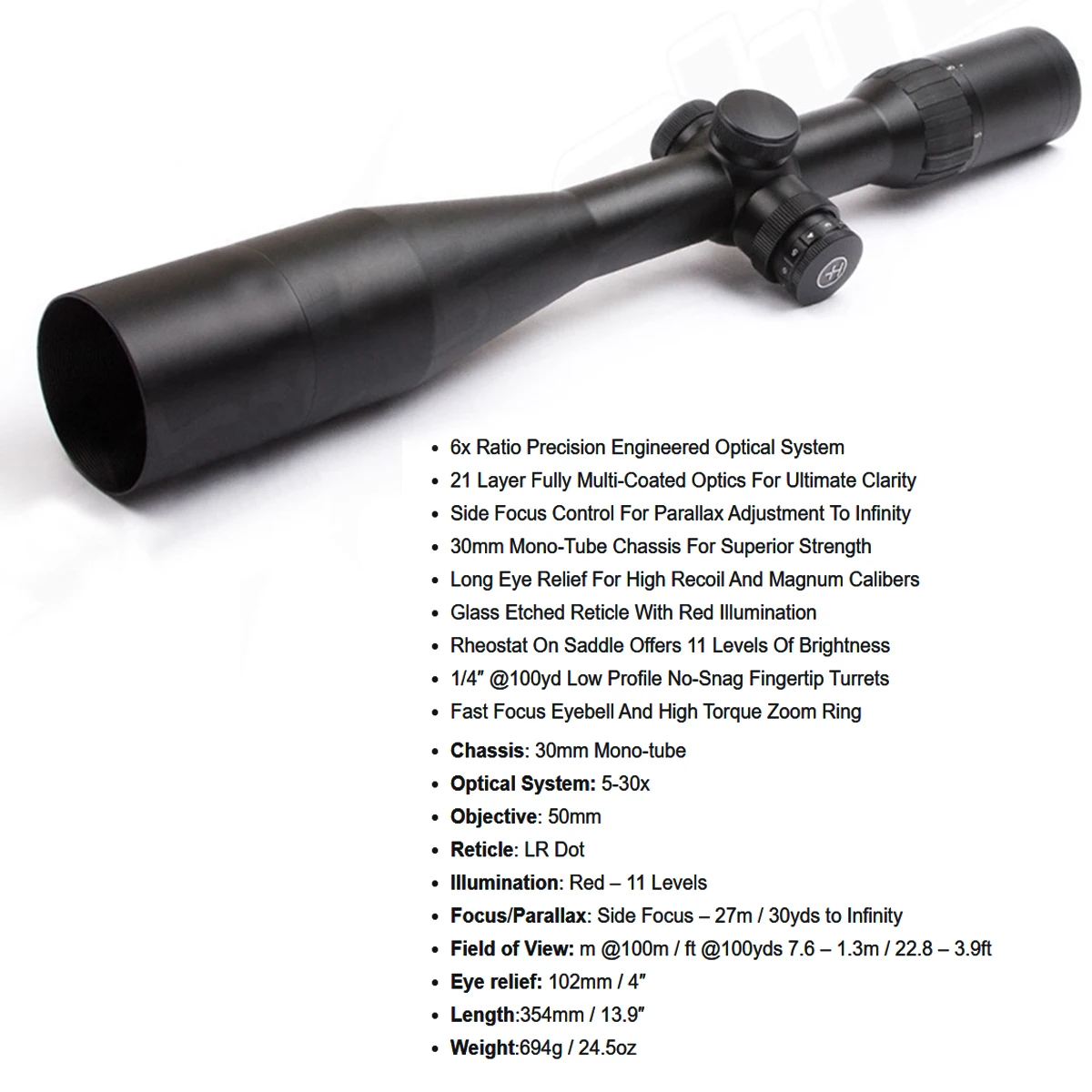 Alcance óptico de largo alcance, 5-30x50, SFP: segundo plano focal, mira telescópica MOA de caza de 30 mm - imagen 4