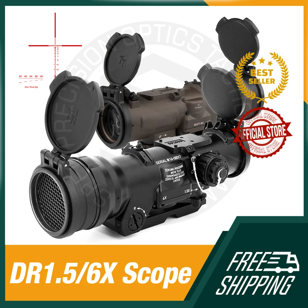 Mira telescópica táctica DR de doble función, visor óptico para caza Airsoft, 1.5X/6X 2024, novedad de 7,62
