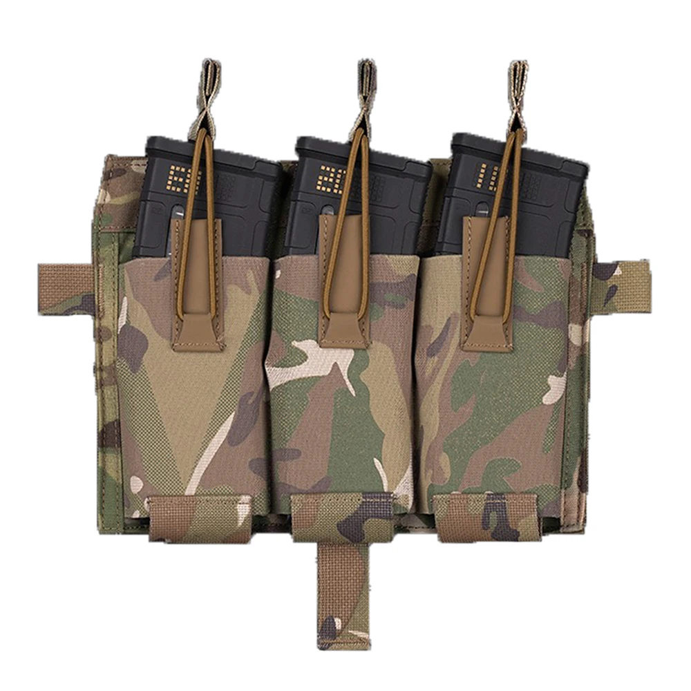 Portador de placa de chaleco táctico, bolsa con solapa frontal elástica M4 AR 556, bolsa Triple Mag MOLLE Airsoft, accesorio de equipo de caza - imagen 2