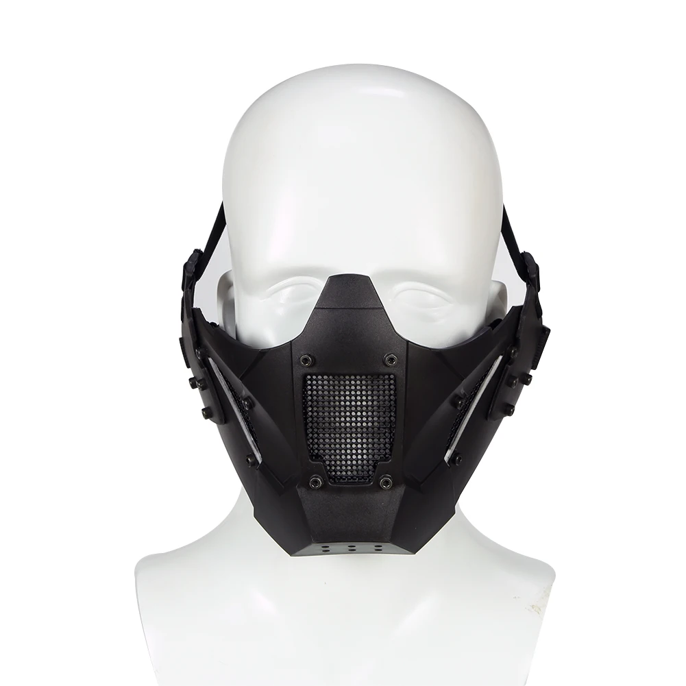 Airsoft-mascarilla protectora táctica de media cara, máscara de malla transpirable para casco rápido, para caza, Paintball CS, BB Gun Shooting - imagen 5