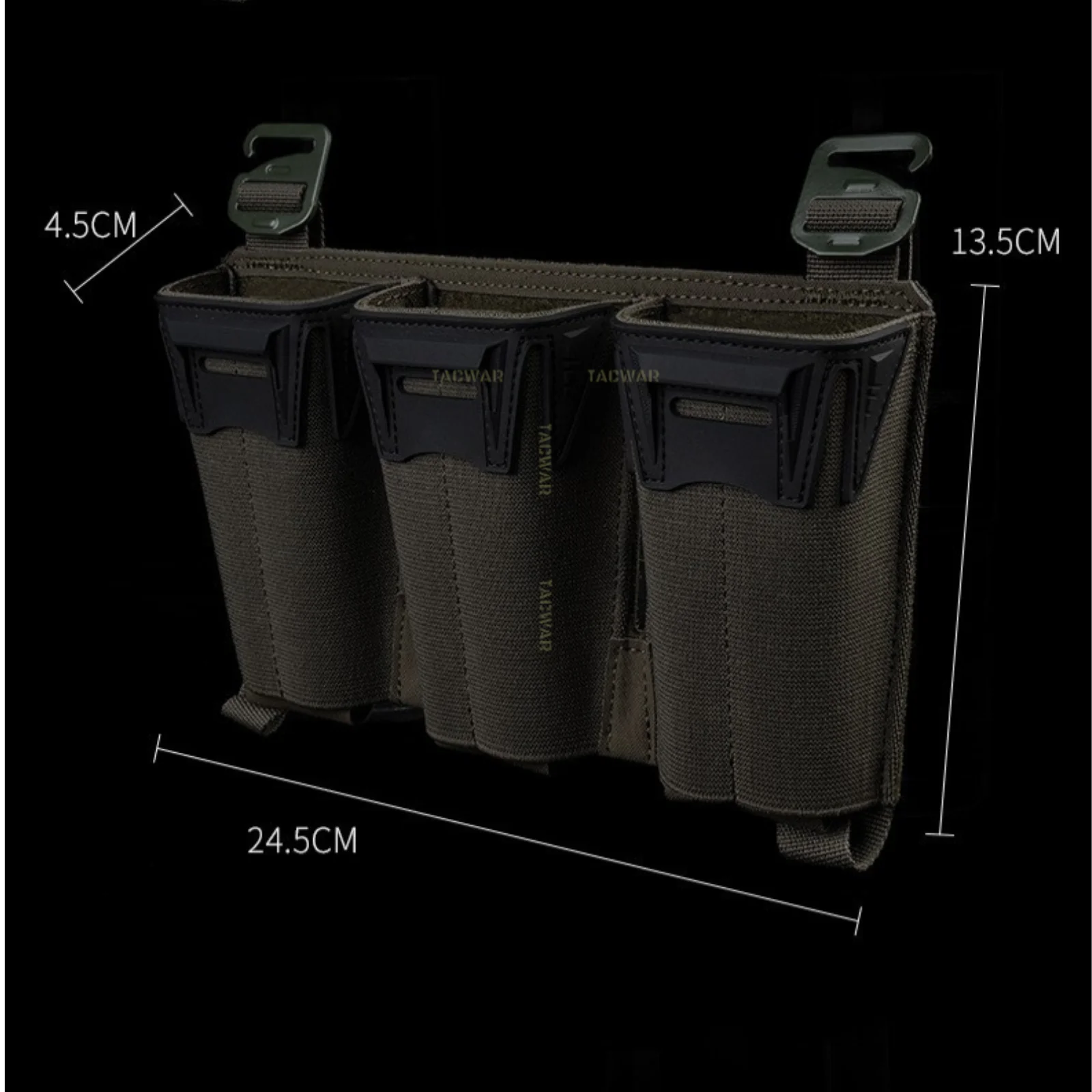 Bolsa Triple Mag multicalibrador con gancho G para Mag de 5,56/9mm/PCC, placa frontal Airsoft para portador de placa K19/KZ/LV119/FCV5 - imagen 3