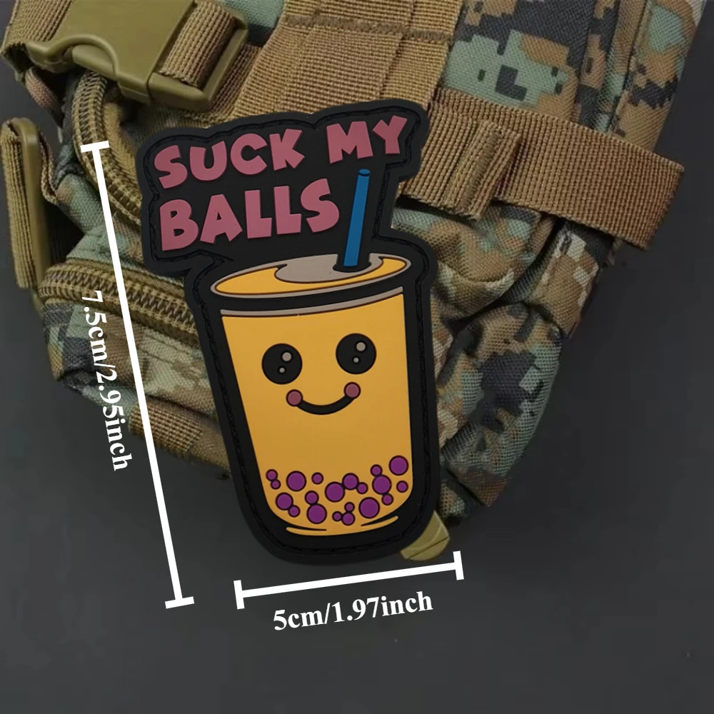 Parches de impresión táctica de té de burbujas, insignias de moral militar, parche de gancho y bucle de PVC, mochilas, pegatinas decorativas para ropa - imagen 3