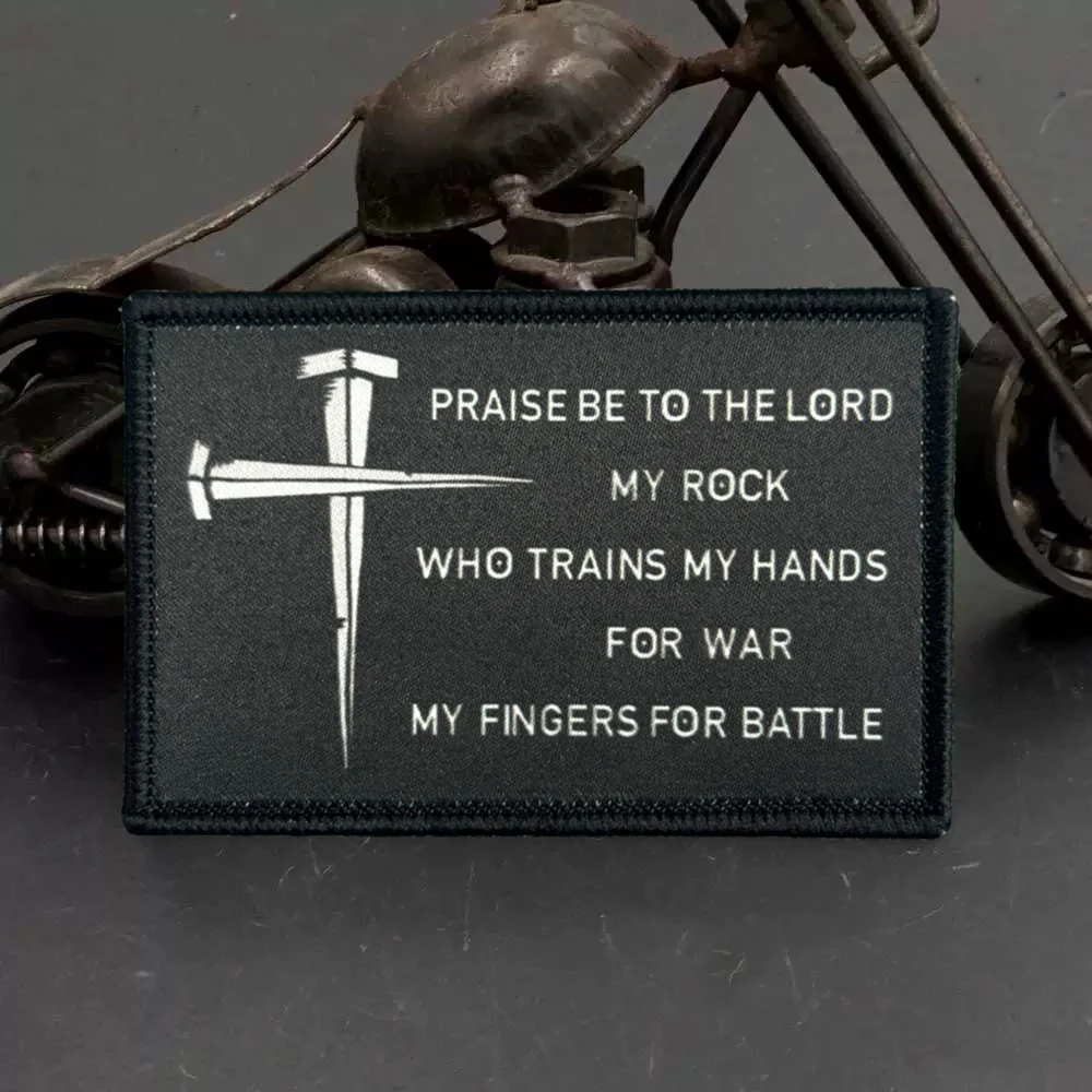 Salmos 144:1-2 Parche táctico moral Ejército militar Parches impresos con gancho para ropa Mochila Pegatinas - imagen 4