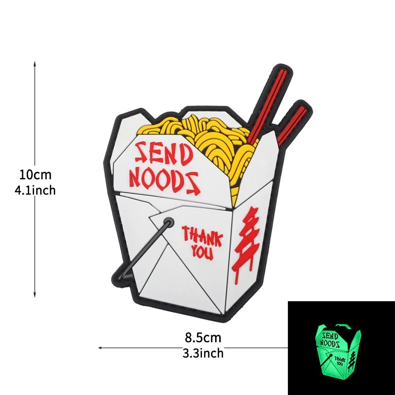 Parche creativo de gancho y bucle para fideos instantáneos, accesorios de PVC, parches brillantes, insignia moral para exteriores, insignias tácticas para ropa - imagen 4