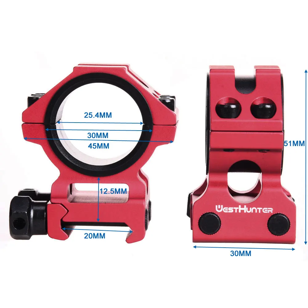 WestHunter-anillos de montaje para mira Picatinny de perfil bajo, anillos para mira telescópica de 1 pulgada/30mm de diámetro, accesorios de caza - imagen 5